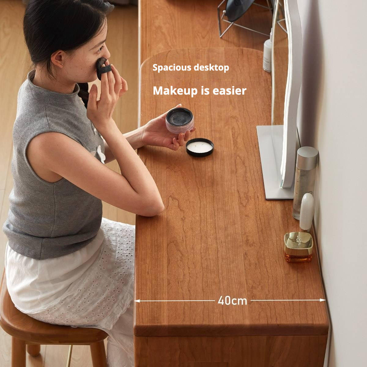 Cherry Solid Wood Modern Style Vanity Table.