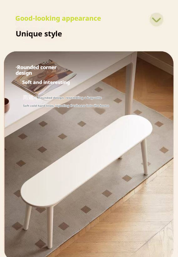 Solid Rubberwood French Cream Style Long Bench