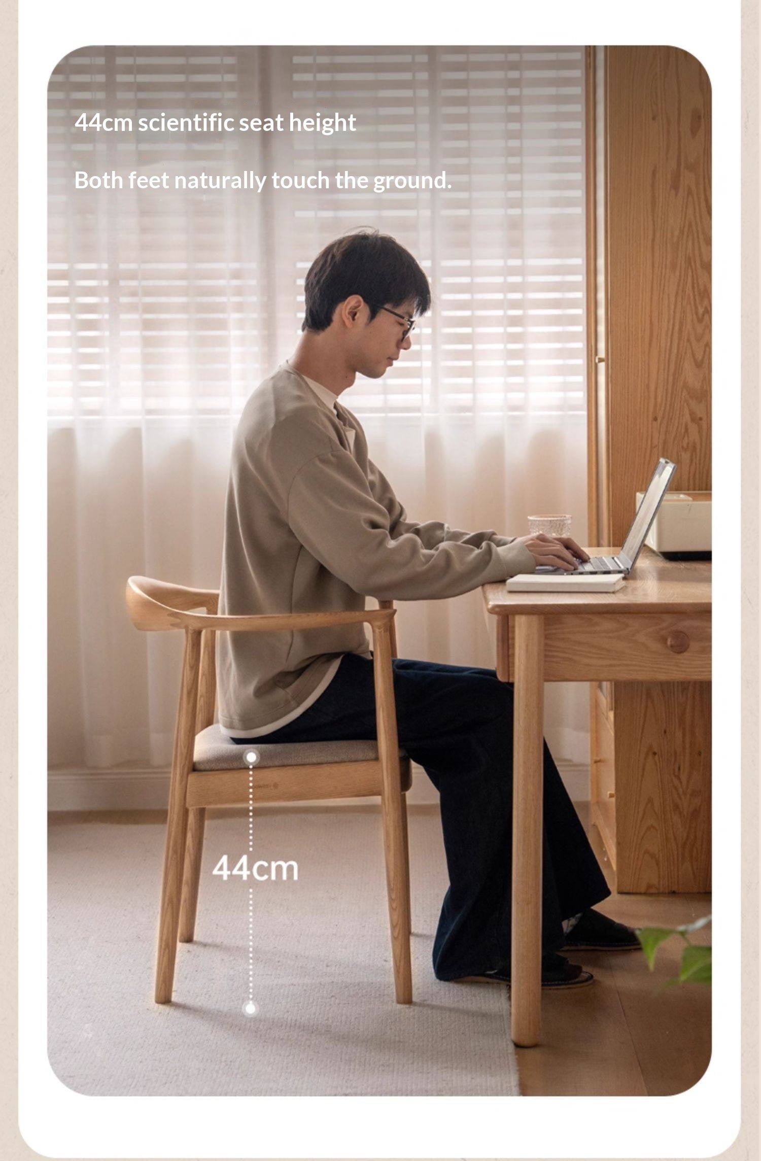 Ash Solid Wood Japanese Presidential Dining Chair