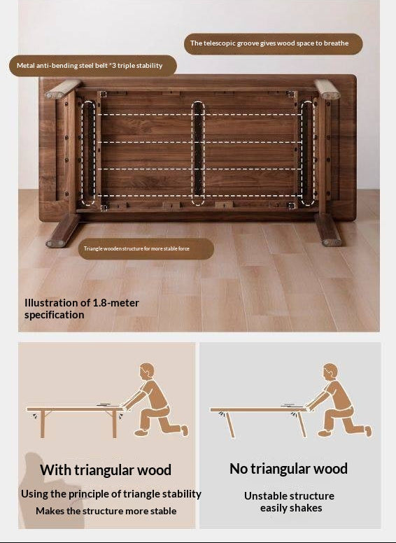 Black Walnut, Oak Solid Wood Large Board Dining Table