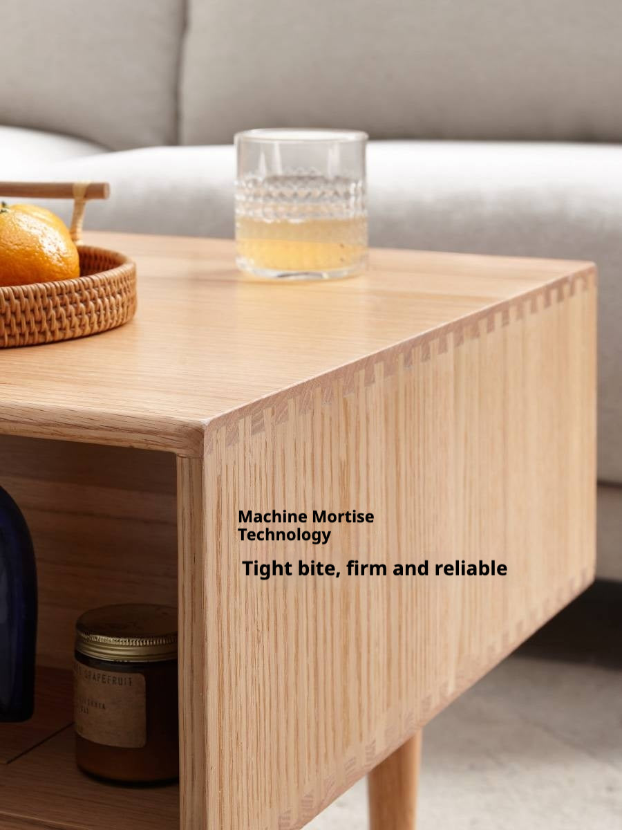 Oak Solid Wood Modern Style Rattan Tea Table