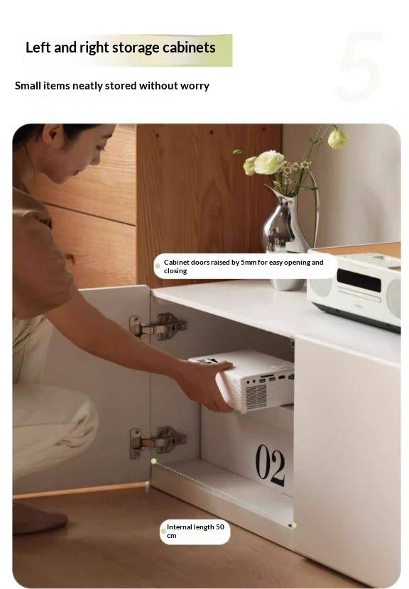 Solid Rubberwоod TV Cabinet Cream Style Large Capacity.