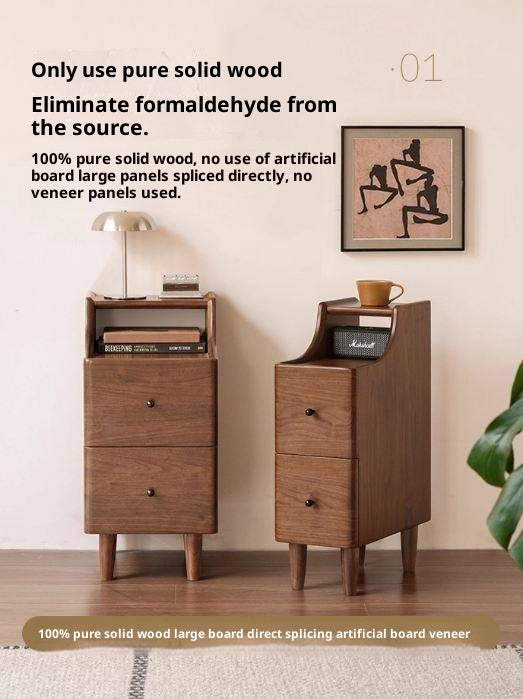 Black Walnut Solid Wood Retro Style Nightstand