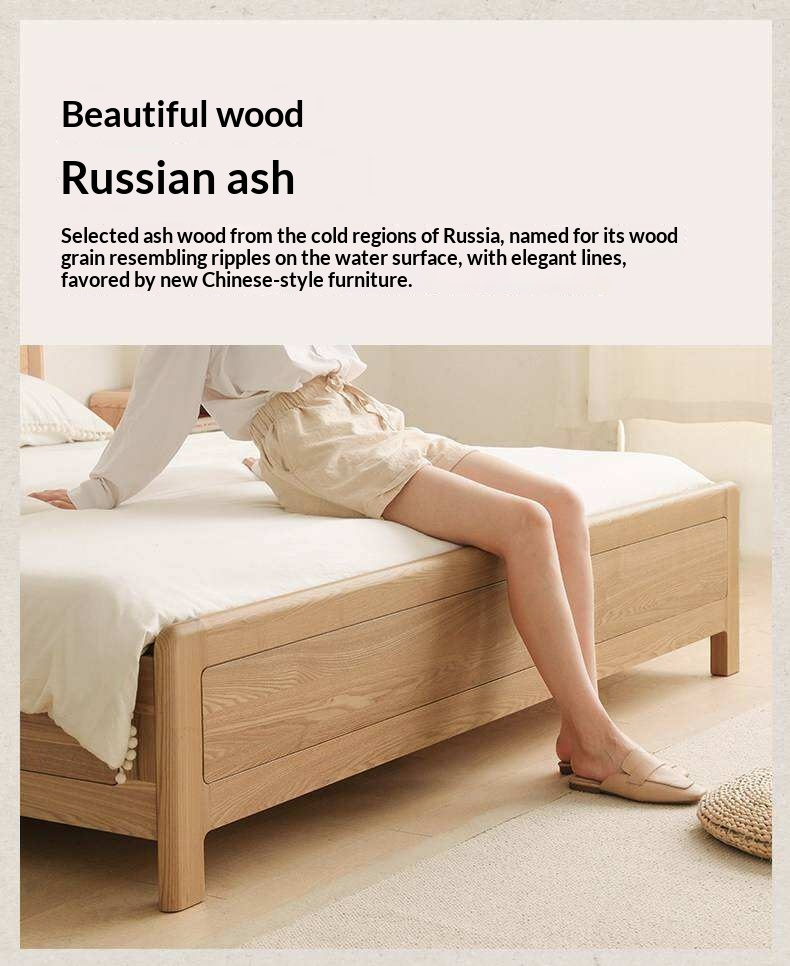 Ash Solid Wood Box Bed Modern Simple