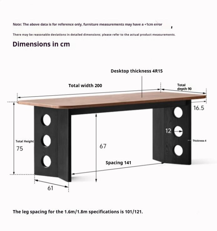 Black Walnut, Ash Solid Wood Retrо Dining Table