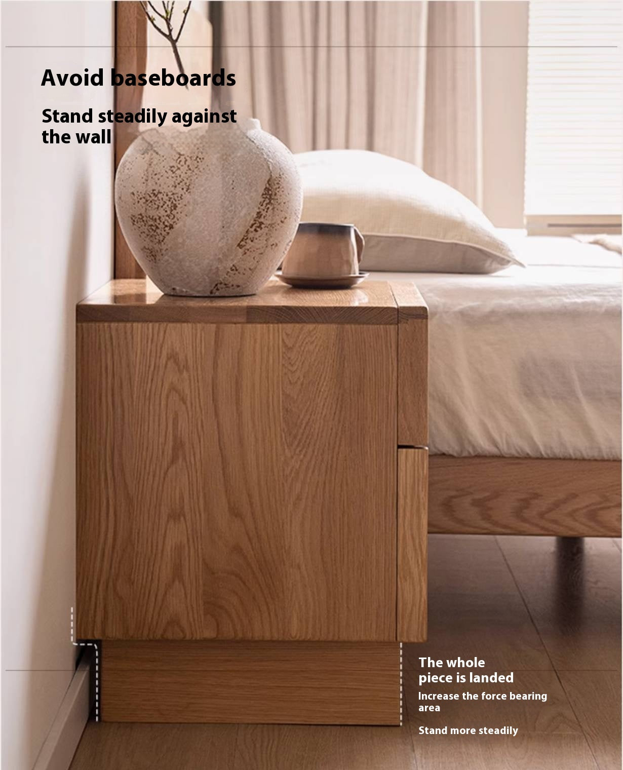 Red Oak, White Oak, White Ash Solid Wood Two-drawer Nightstand