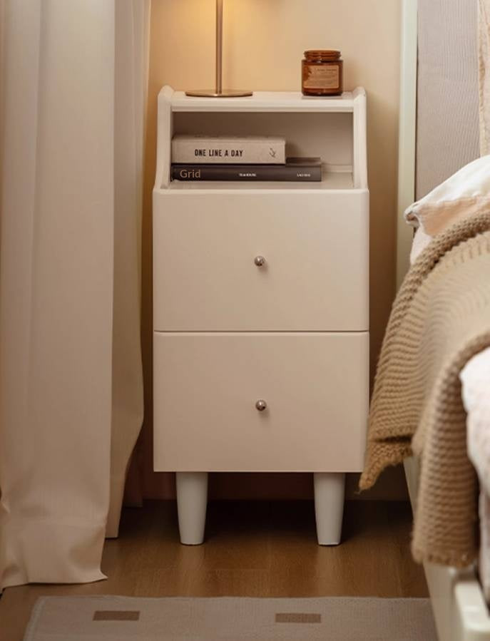 Solid Rubberwood Cream Style Nightstand