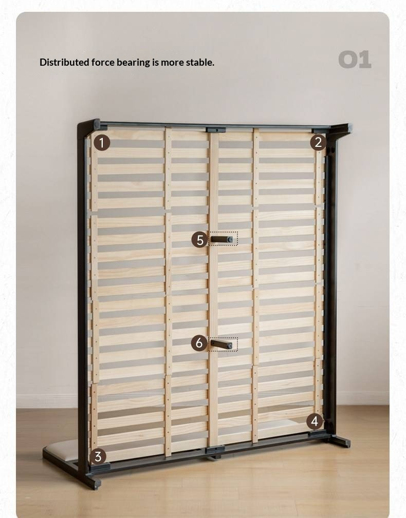 Rubberwood Solid Wood Bed — Modern Minimalist Design with Black Soft Headboard