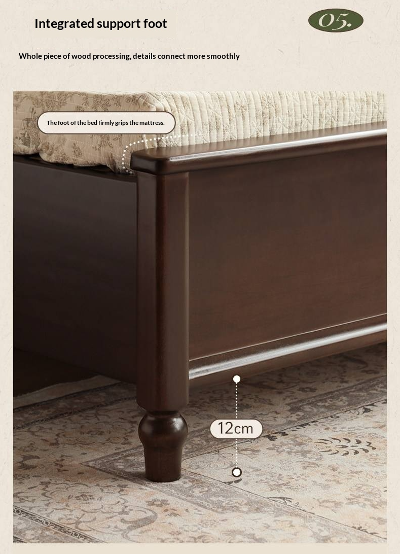 Poplar Solid Wood Box Bed — American Retro Vintage Style Off-the-Ground Box Bed