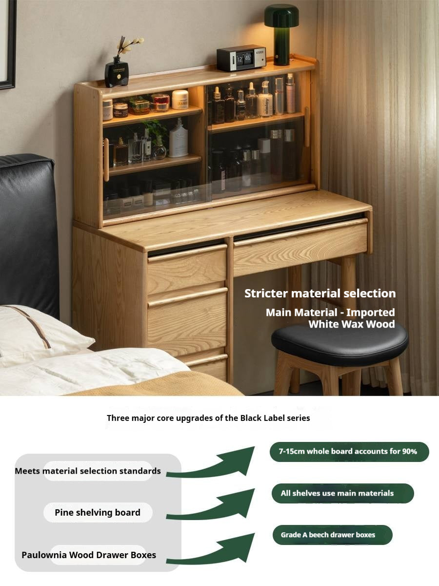 White Ash Solid Wood Modern Multifunctional Vanity Table.