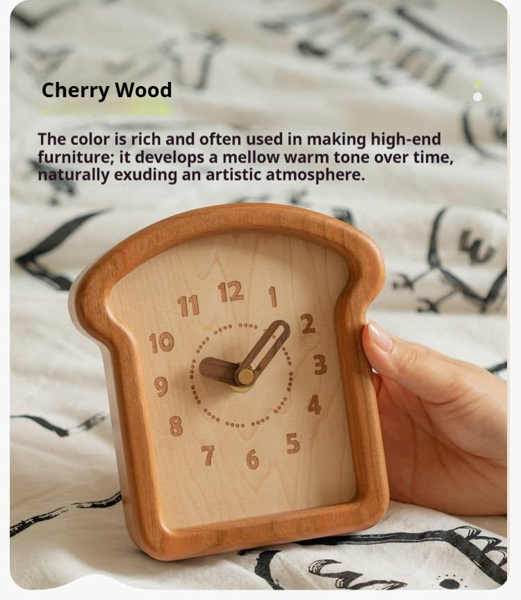 Cherry, Black Walnut Solid Wood Toast Clock Creative