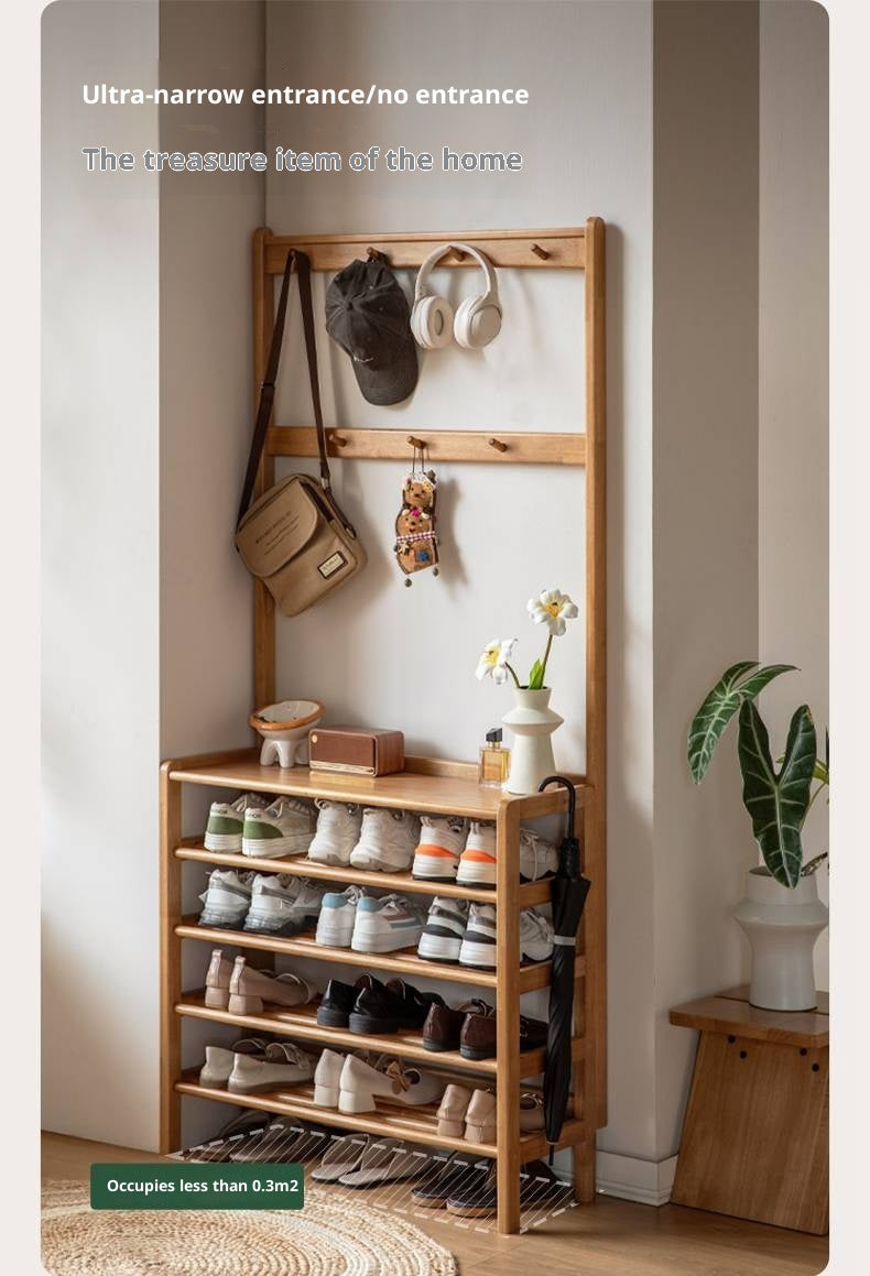 Solid Rubberwood Modern Minimalist Multi Layer Shoe Rack