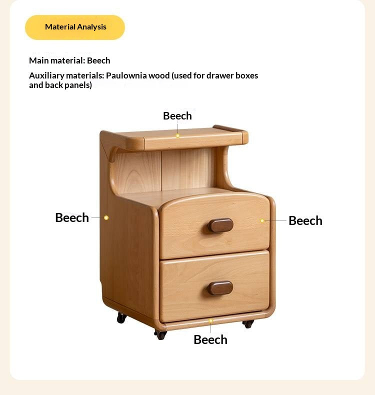 Beech Solid Wood Children's Nightstand Modern Minimalist