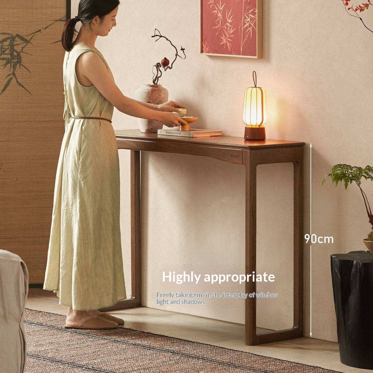 Oak Solid Wood Console Table, Entryway Bench