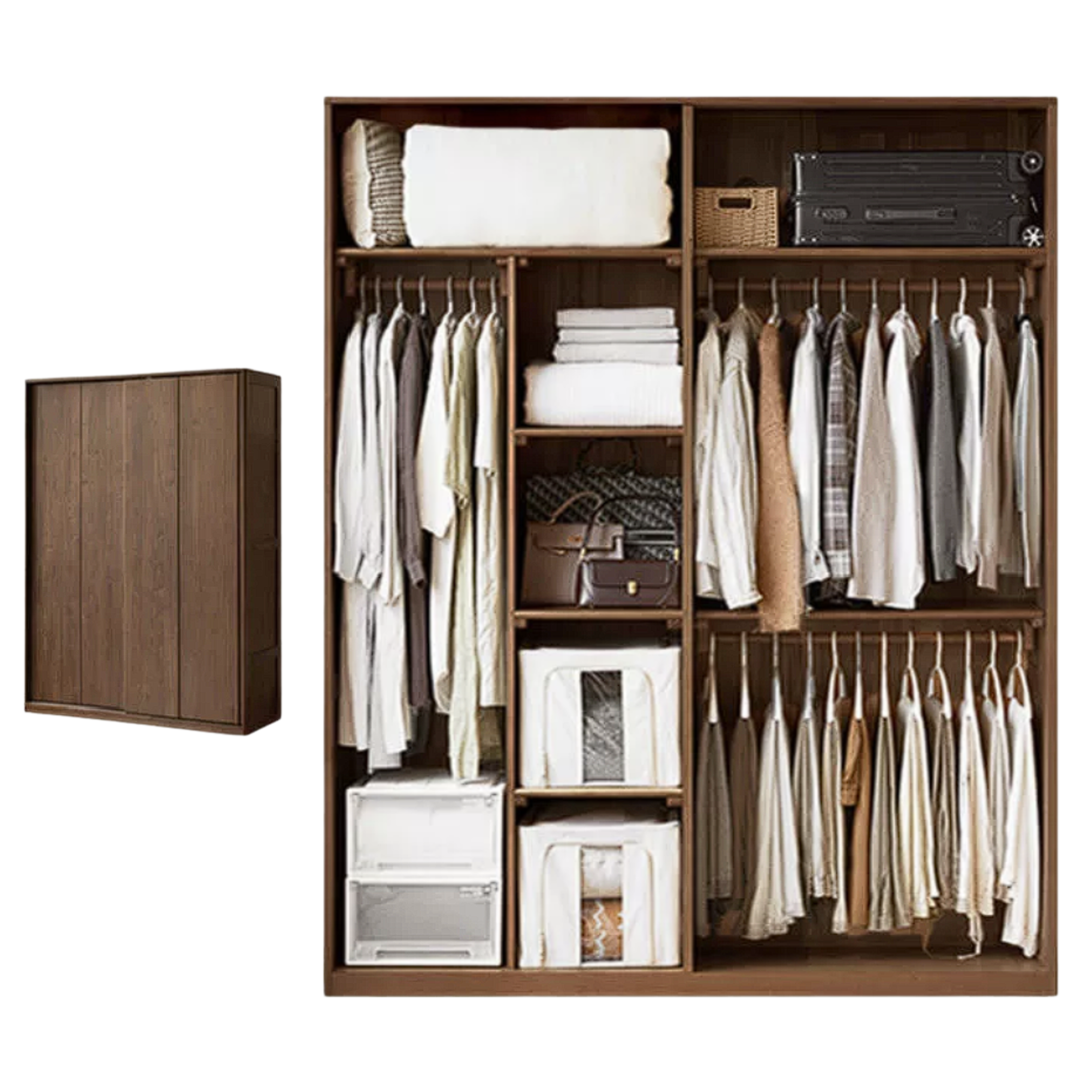 Black Walnut, Sandalwood Sliding Door Wardrobe.