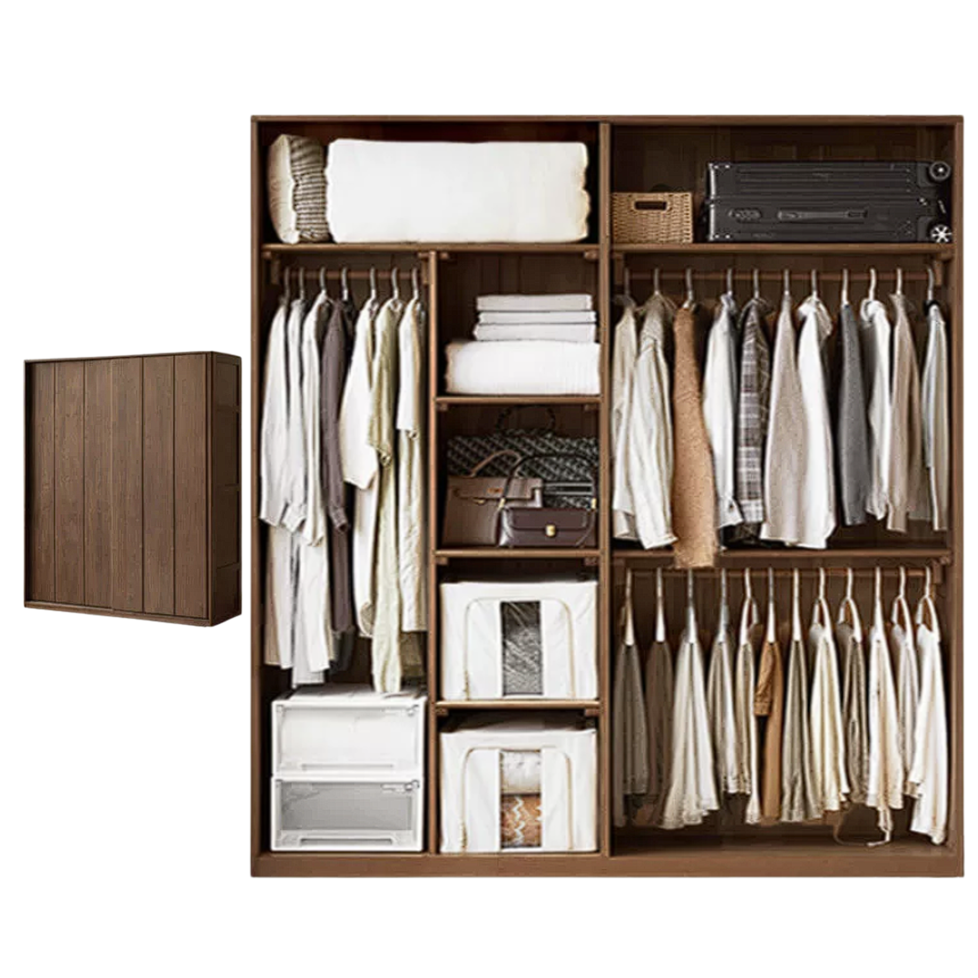 Black Walnut, Sandalwood Sliding Door Wardrobe.