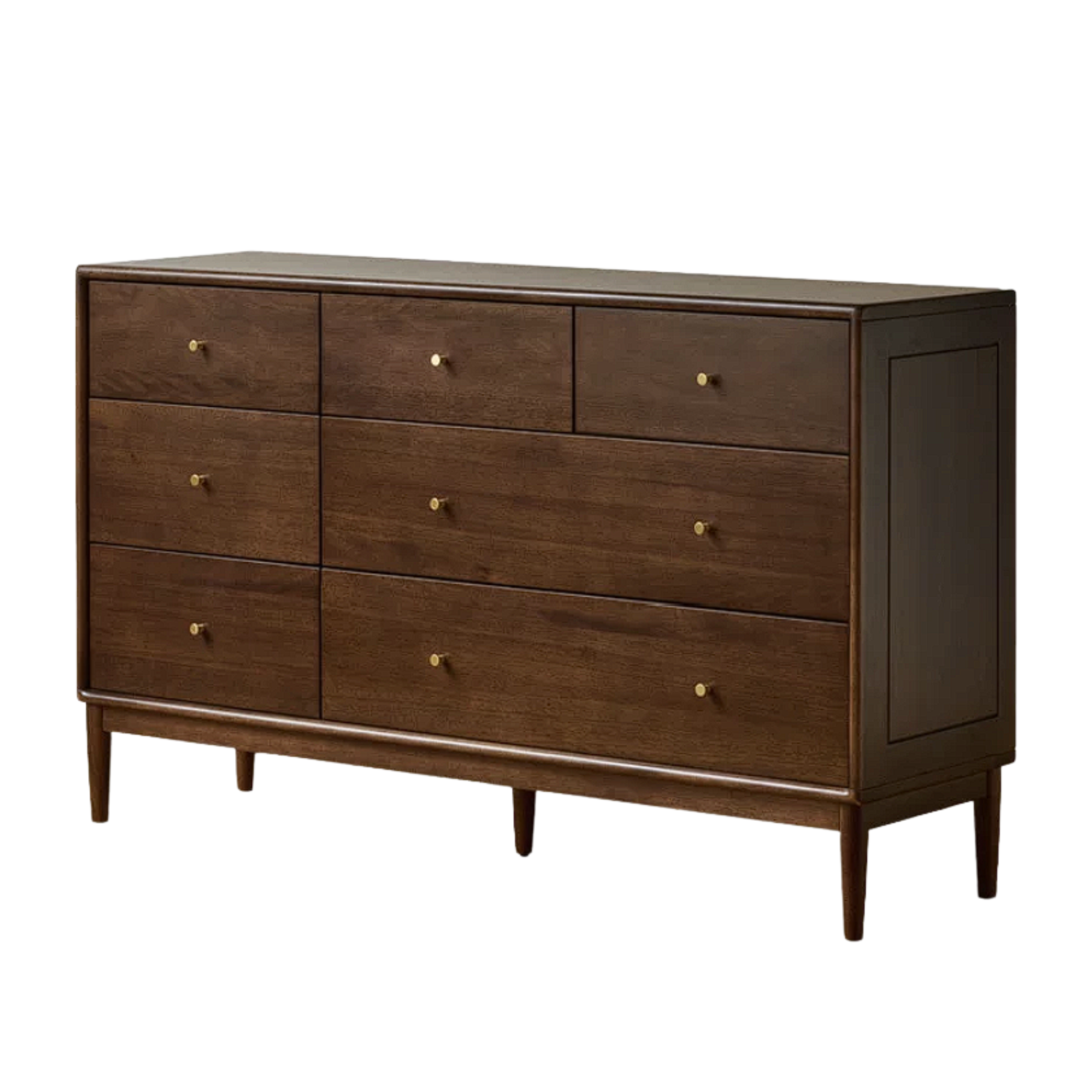 Oak, Solid Rubberwood, Golden Pearwood Modern Minimalist Chest of Drawers