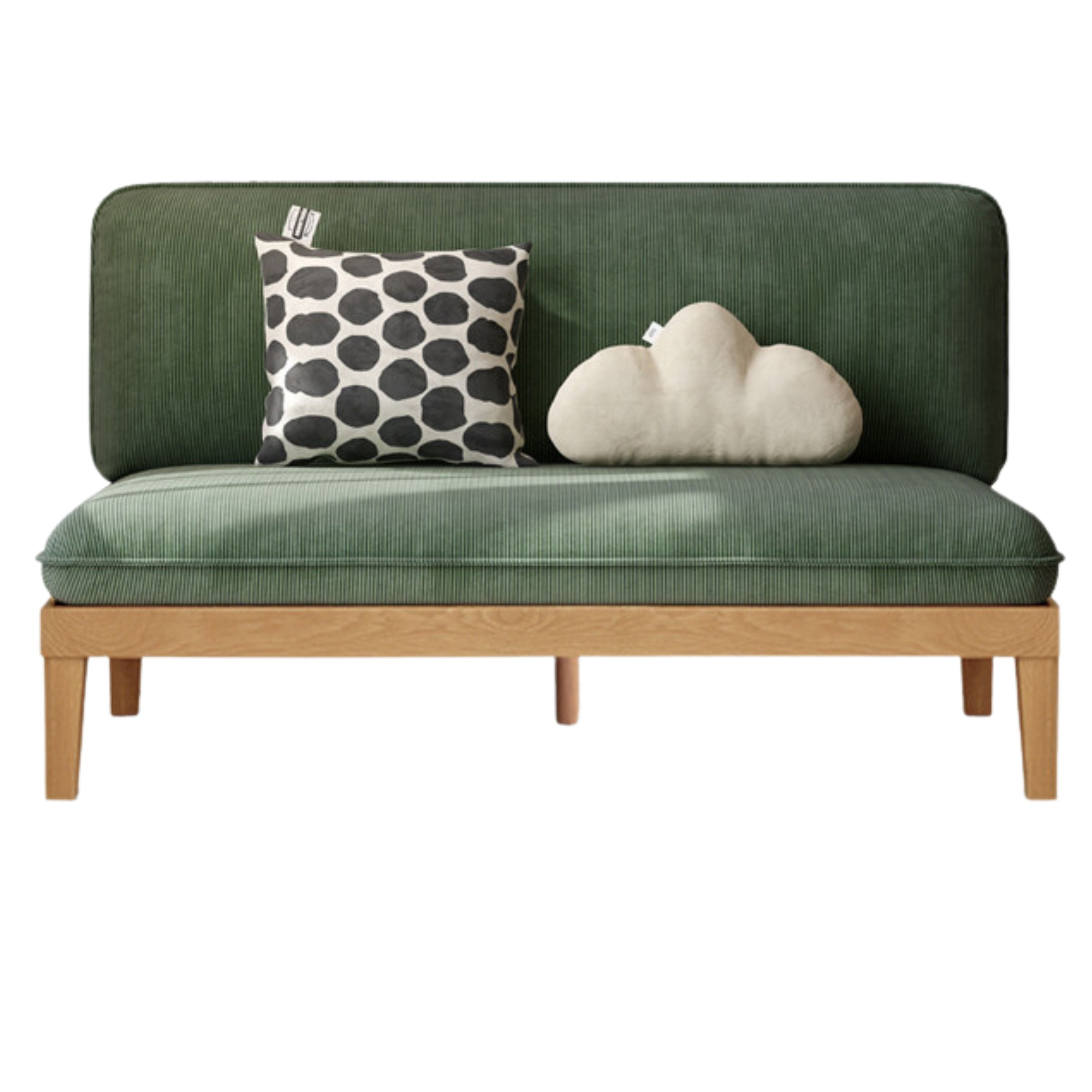 Oak Solid wood Armless Straight Fabric Sofa.