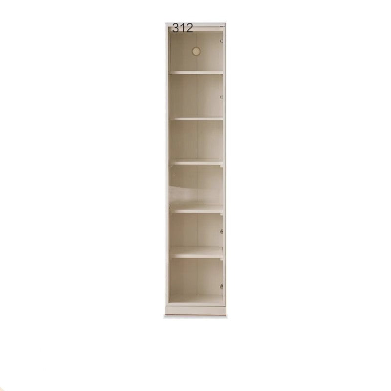 Poplar Solid Wood Combination Bookshelf Wall-To-Ceiling Bookcase Glass Door Display Cabinet Cream Style<