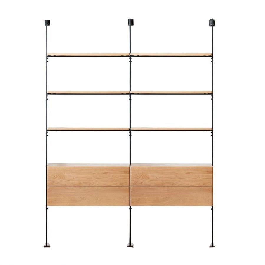 Oak, Poplar Solid Wood Industrial Style Multi-layer Storage Rack