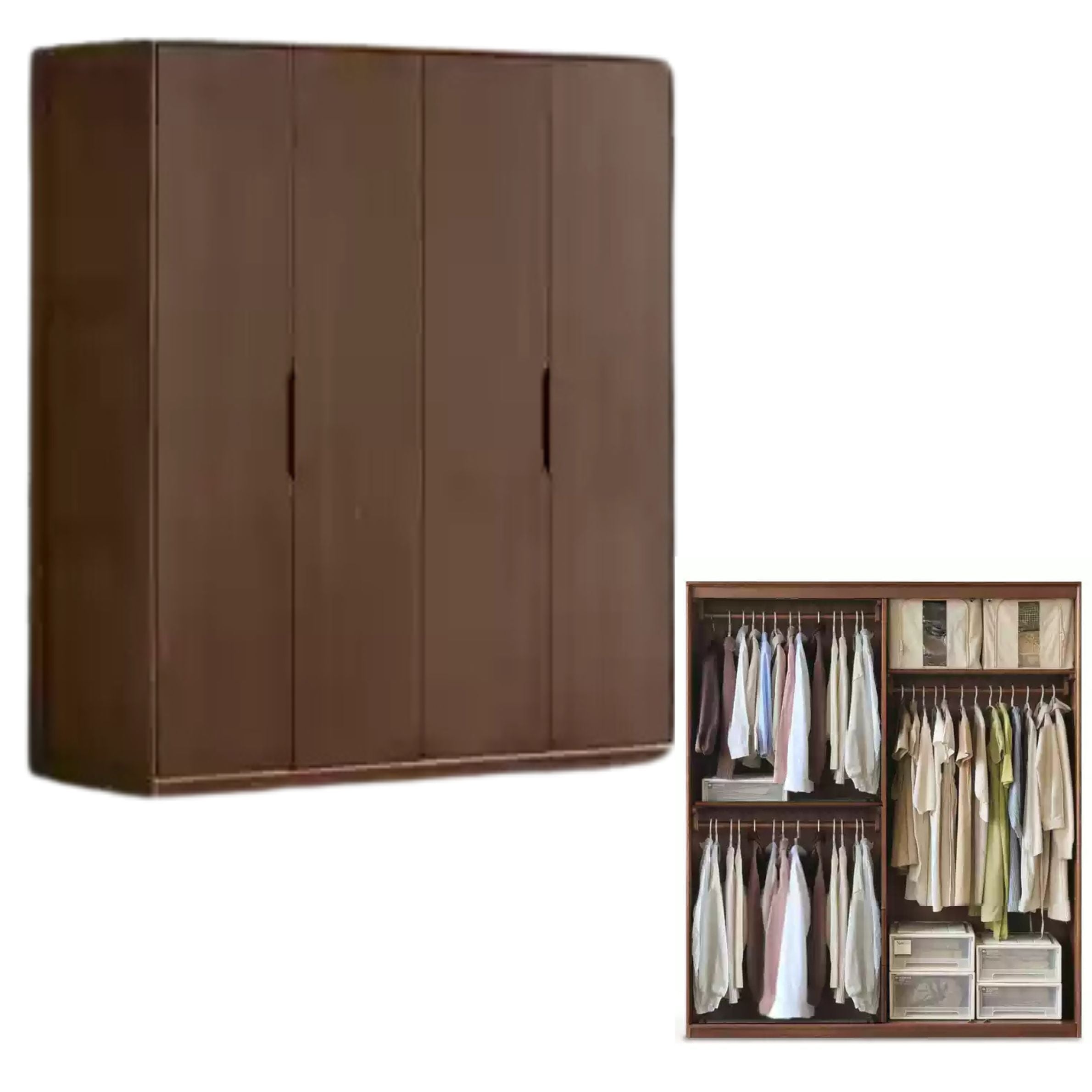Sandalwood Solid Wood Modern Open Door Wardrobe.