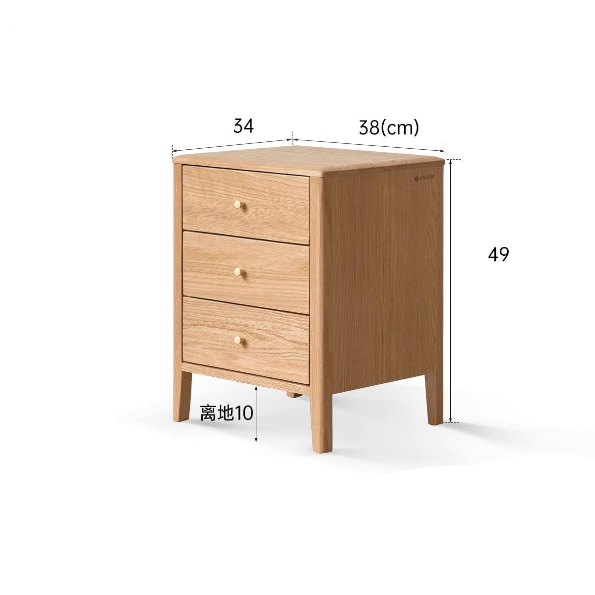 Solid RubberWood, Oak Solid Wood Modern Nightstand)