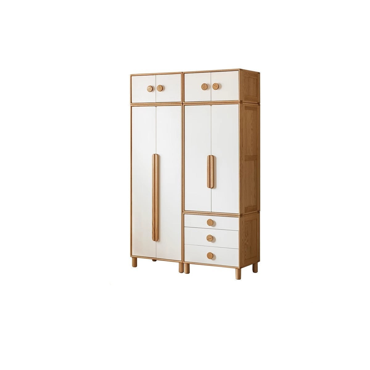 Oak Solid Wood Children's Wardrobe Combination Storage Cabinet