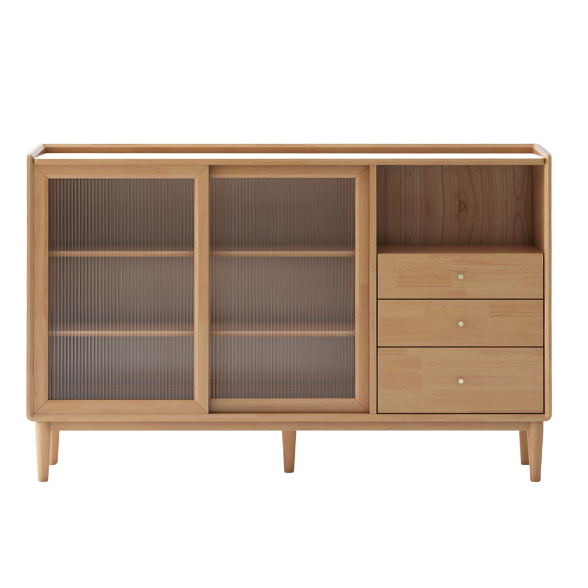 Oak, Ash, Black Walnut, Cherry, Beech Solid Wood, Solid RubberWood Ultra-thin Sideboard Sliding Door