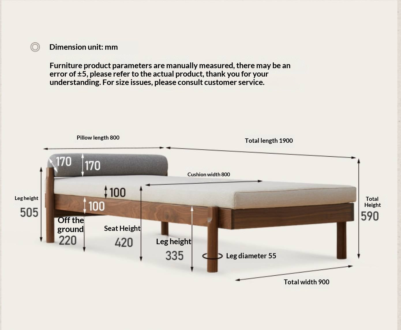 North american black walnut, Ash Solid Wood Single Sleeper Chaise Sofa Bed