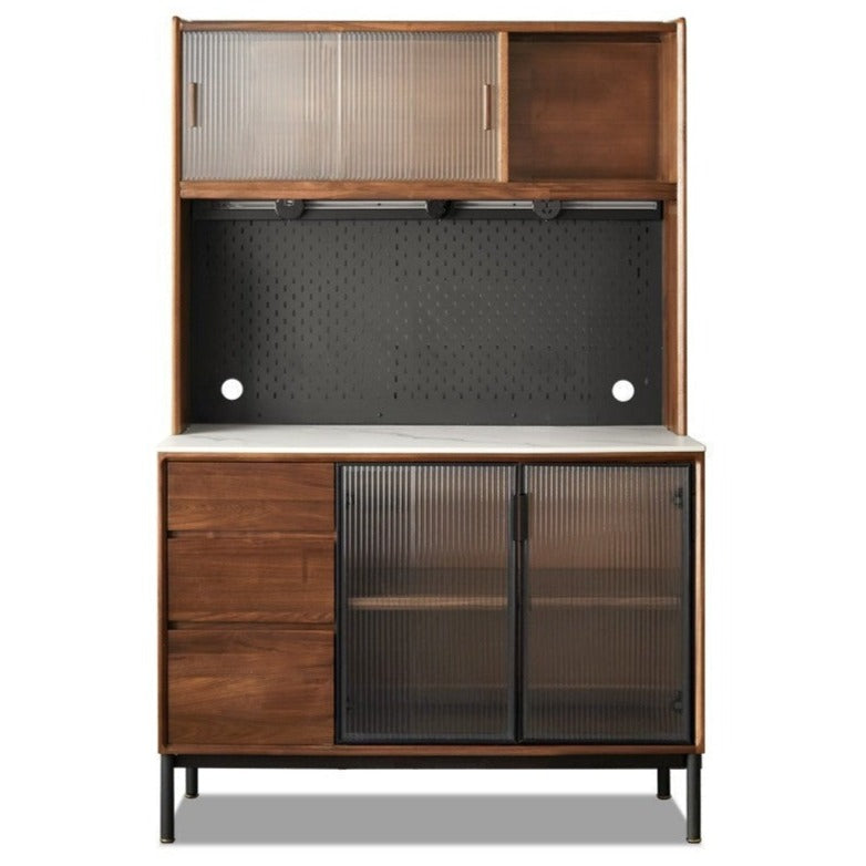 Black Walnut Solid Wood, Sandalwood Rock Sideboard Buffet Cabinet