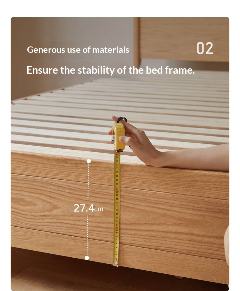 Oak Solid Wood Box Bed, Modern Minimalist