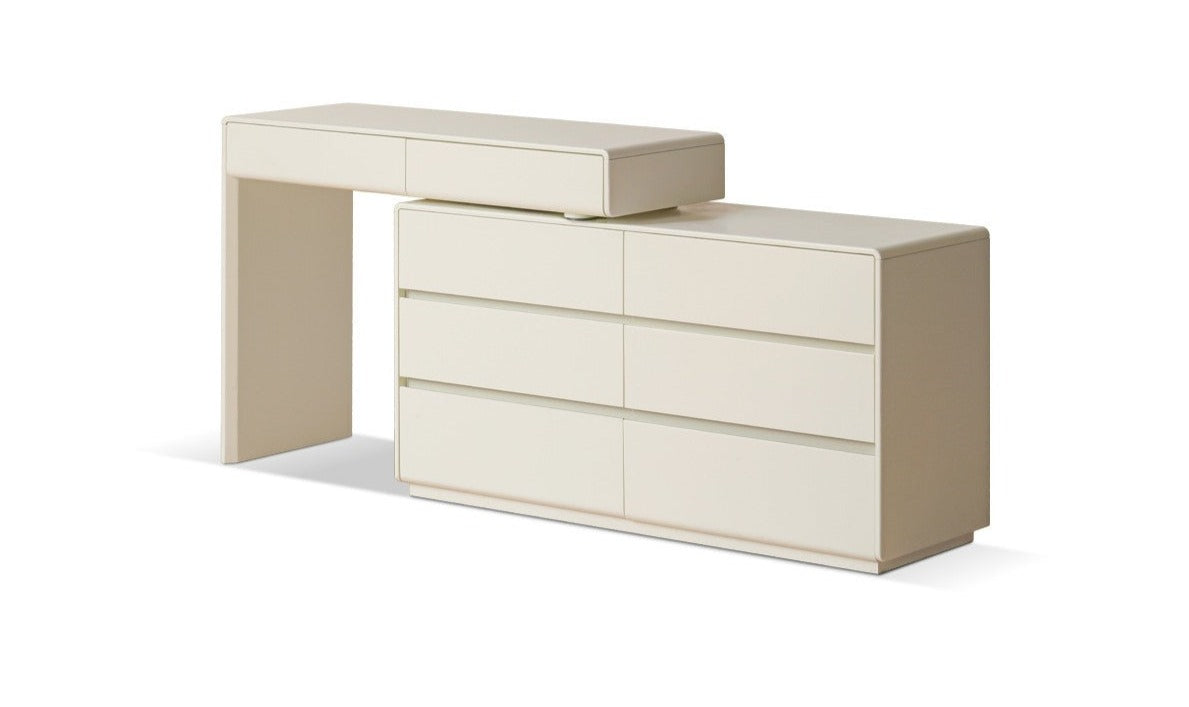 Poplar Solid Wood, Solid Rubberwood L-Shape Dressing Table