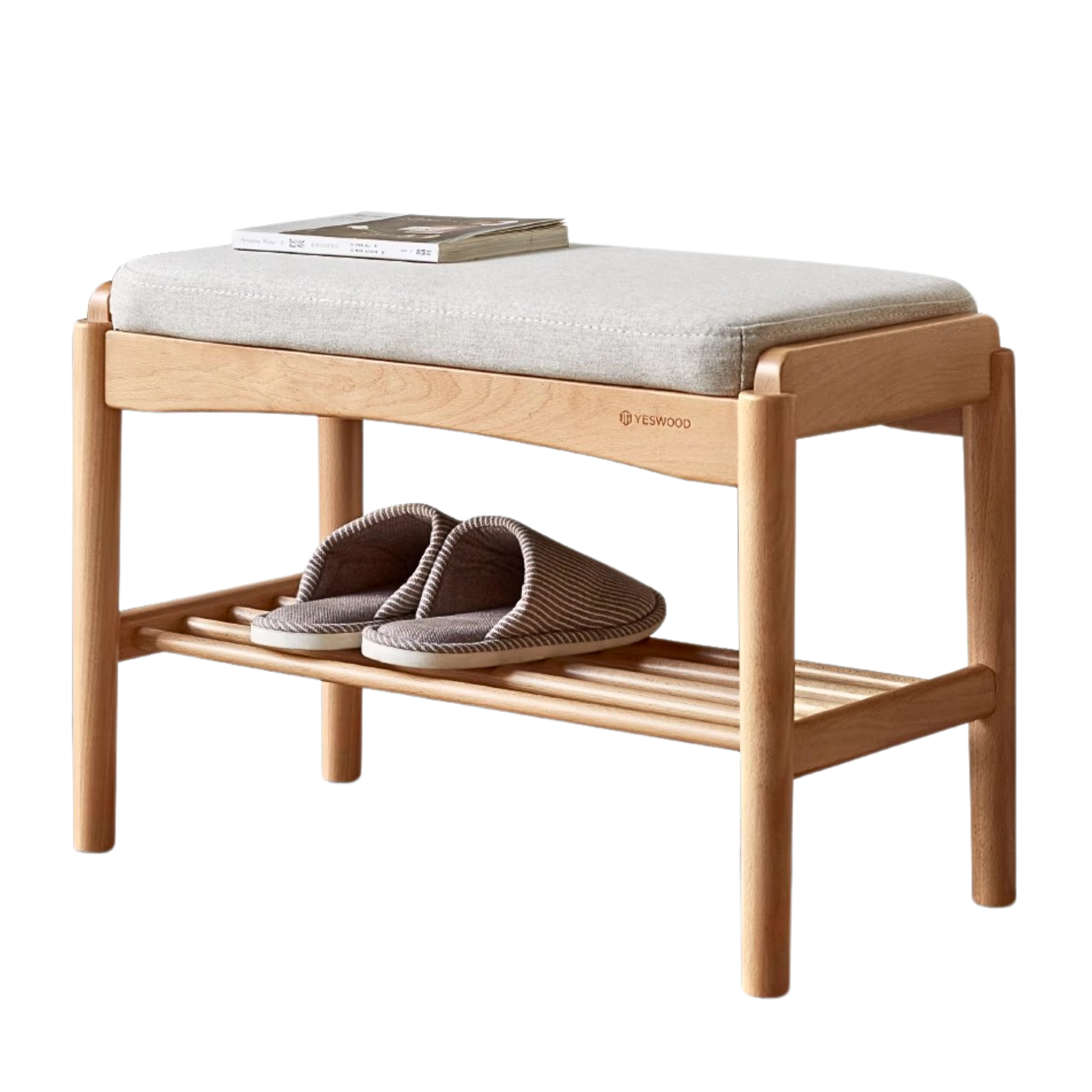 Back Walnut, Oak, Beech, Cherry Solid Wood Shoe Storage Bench