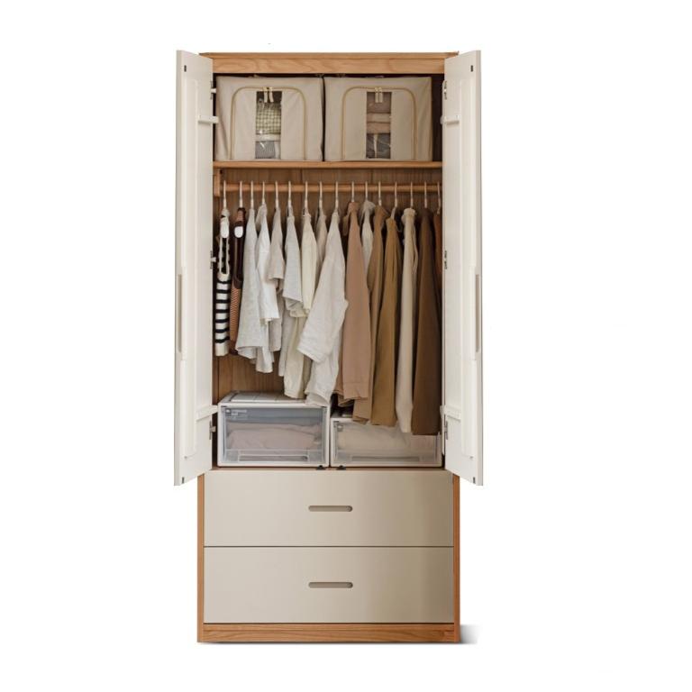 Oak Solid Wood Wardrobe Floor Combination Cabinet.