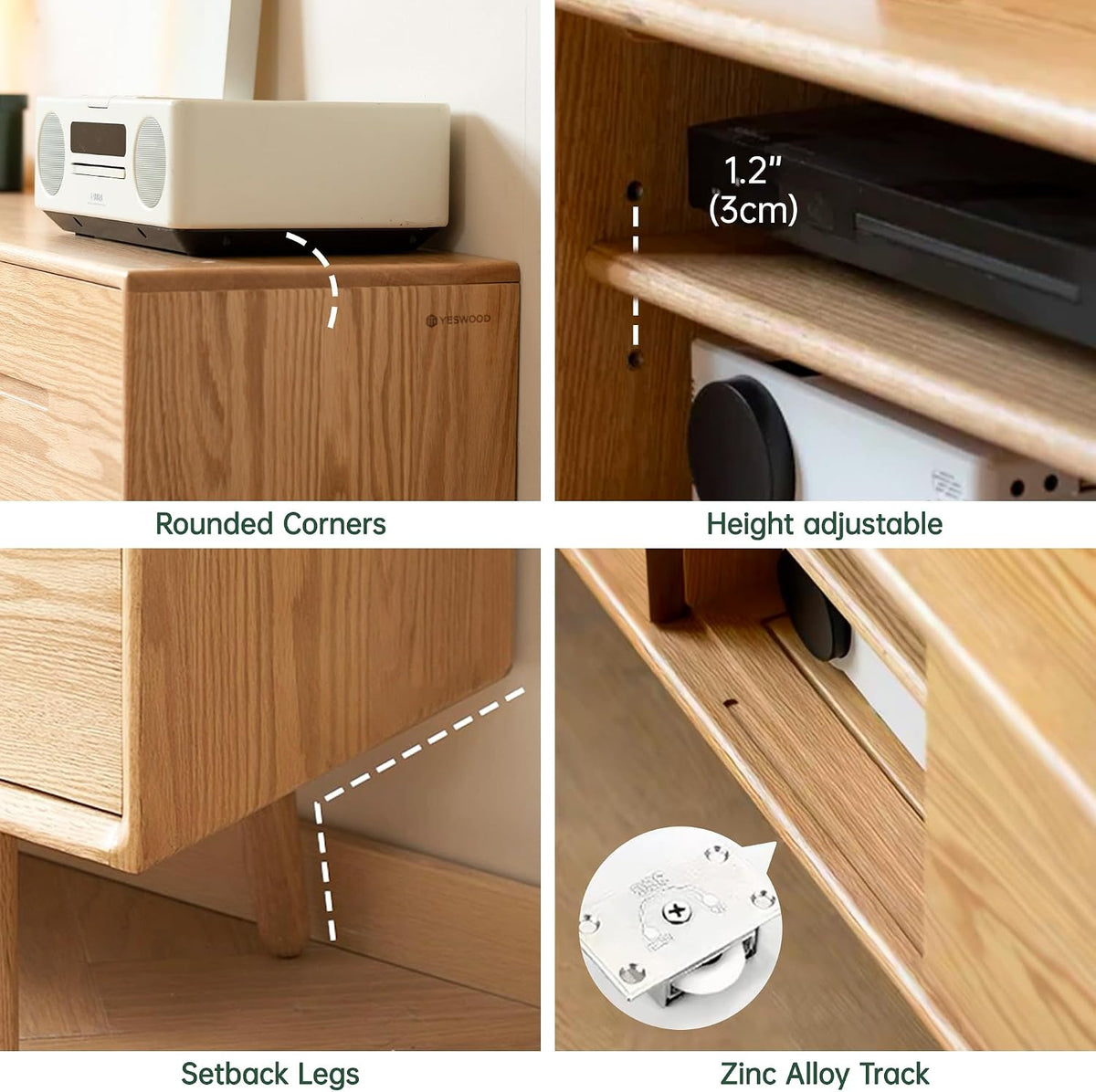 Oak Solid Wood TV Stand Sliding Door