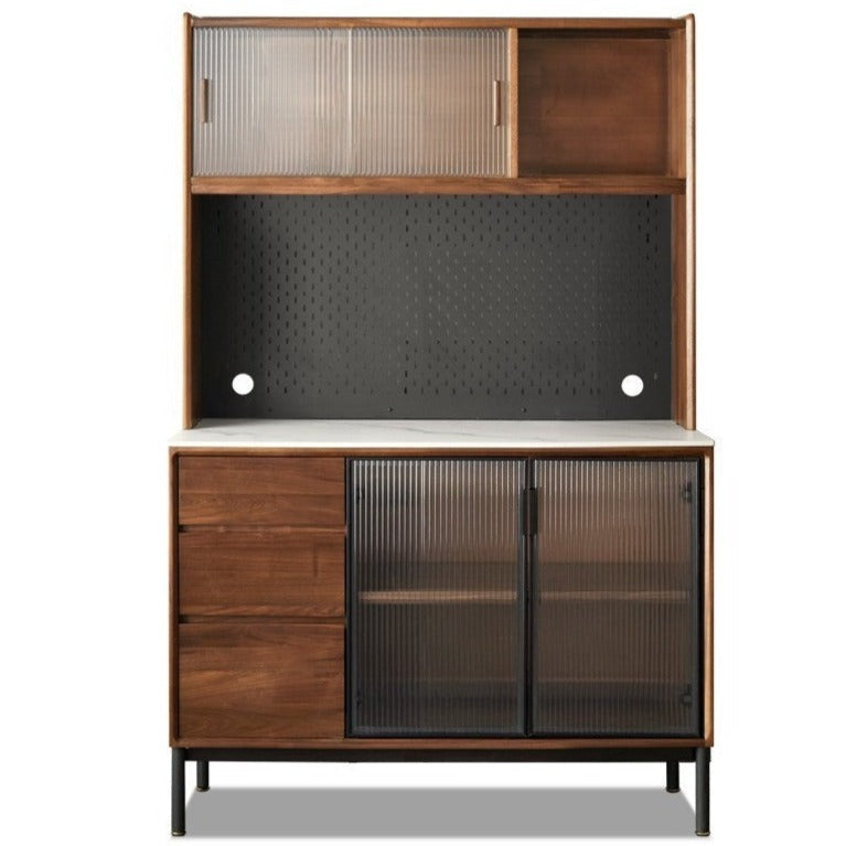 Black Walnut Solid Wood, Sandalwood Rock Sideboard Buffet Cabinet