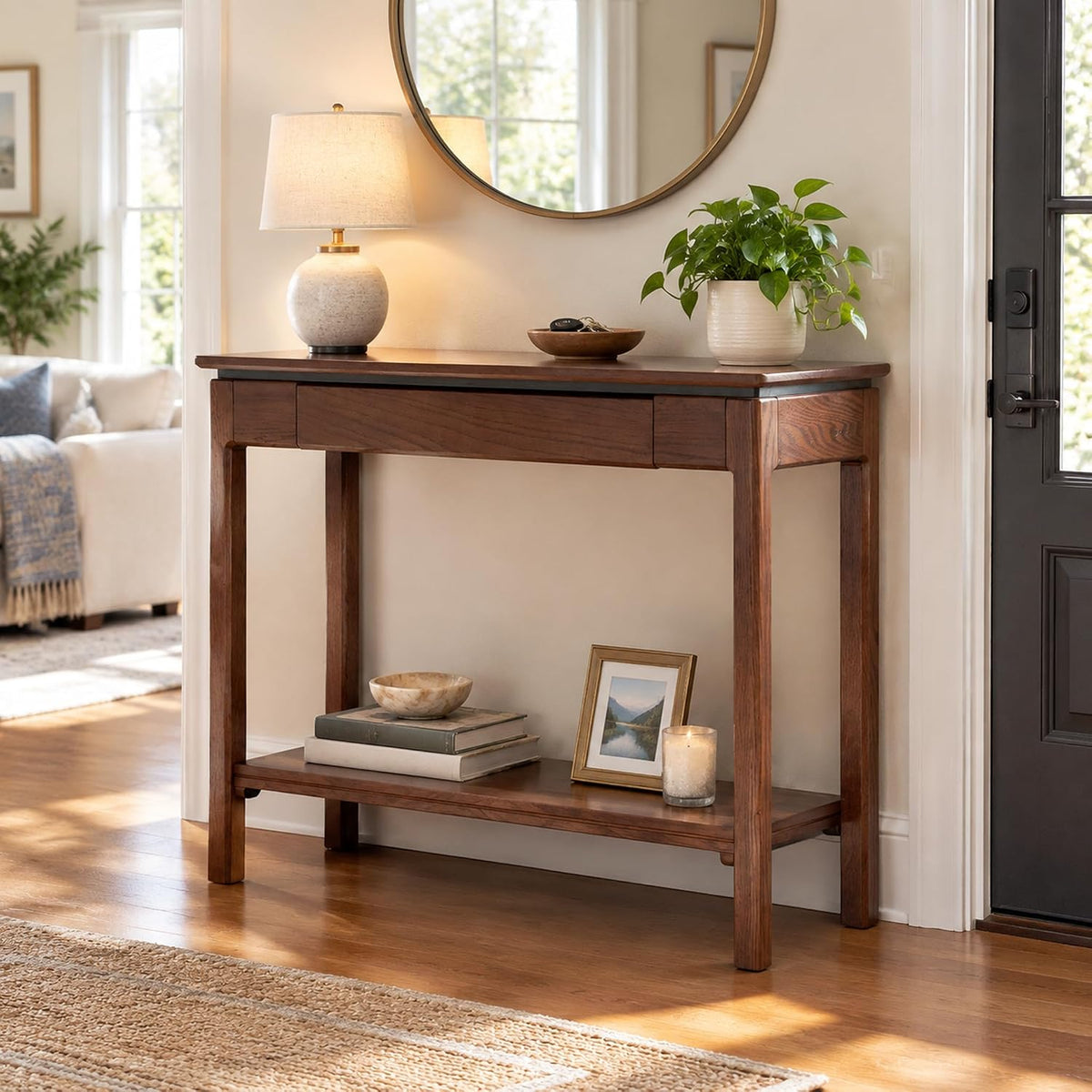 Oak Solid Wood Narrow Console Table