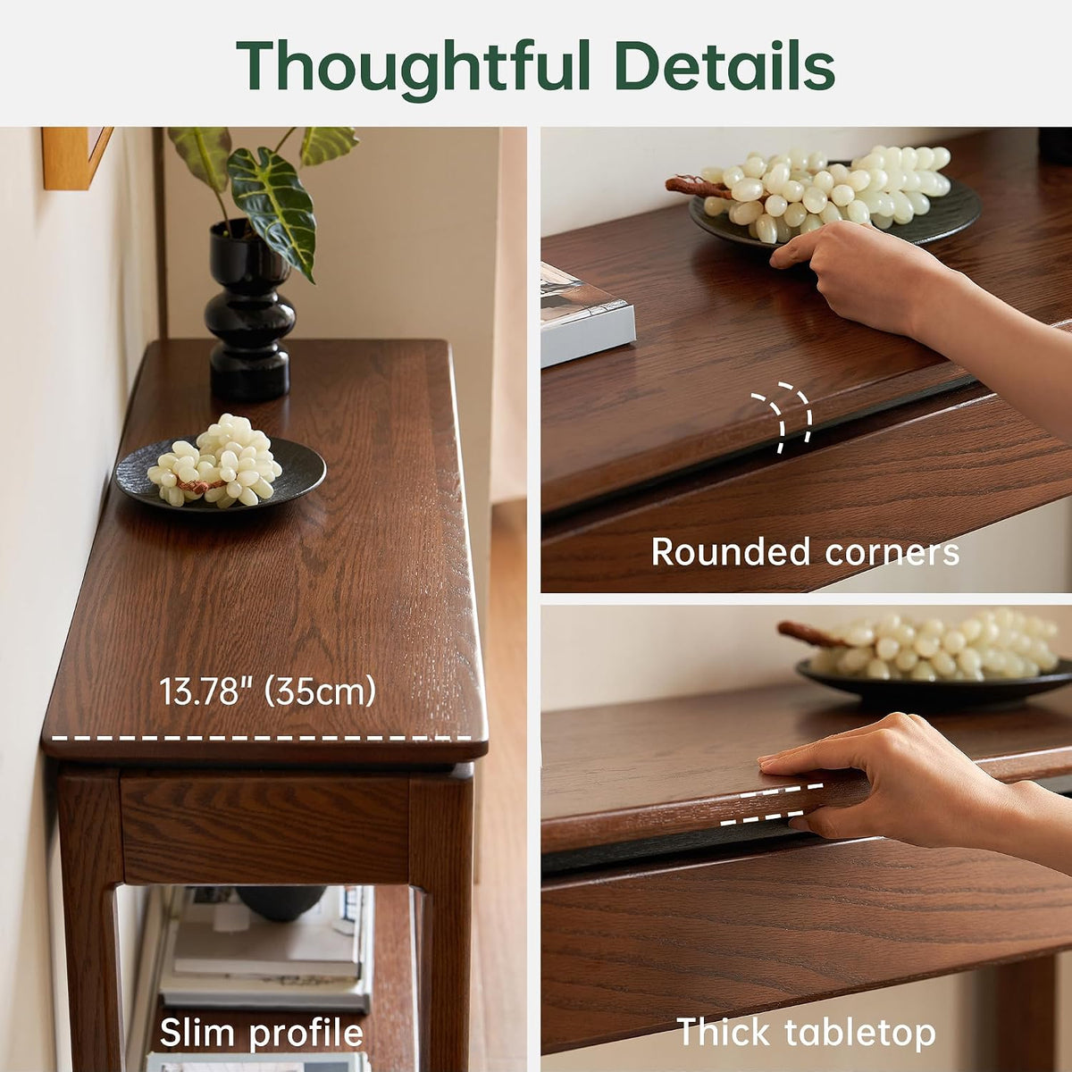 Oak Solid Wood Narrow Console Table