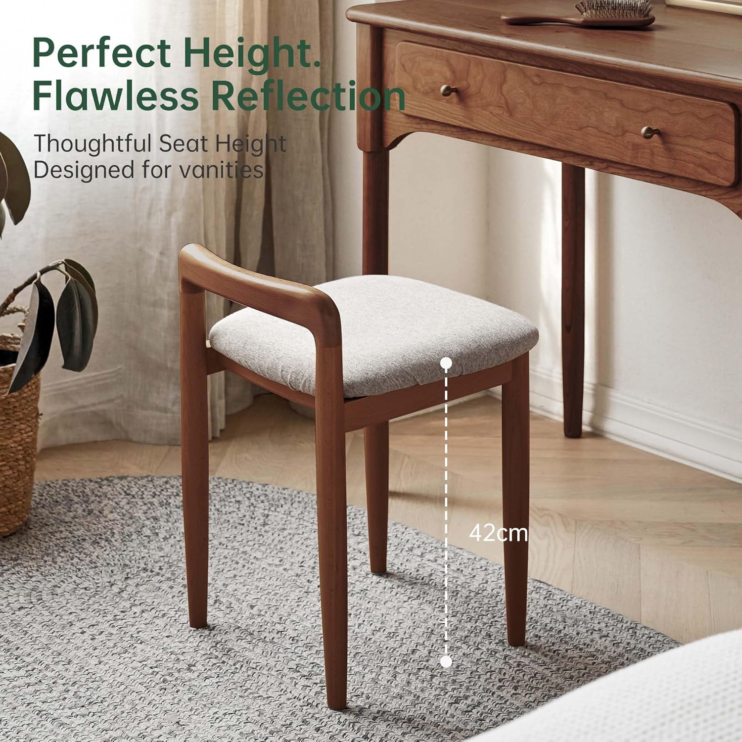 Beech, Oak Solid Wood Makeup Stool