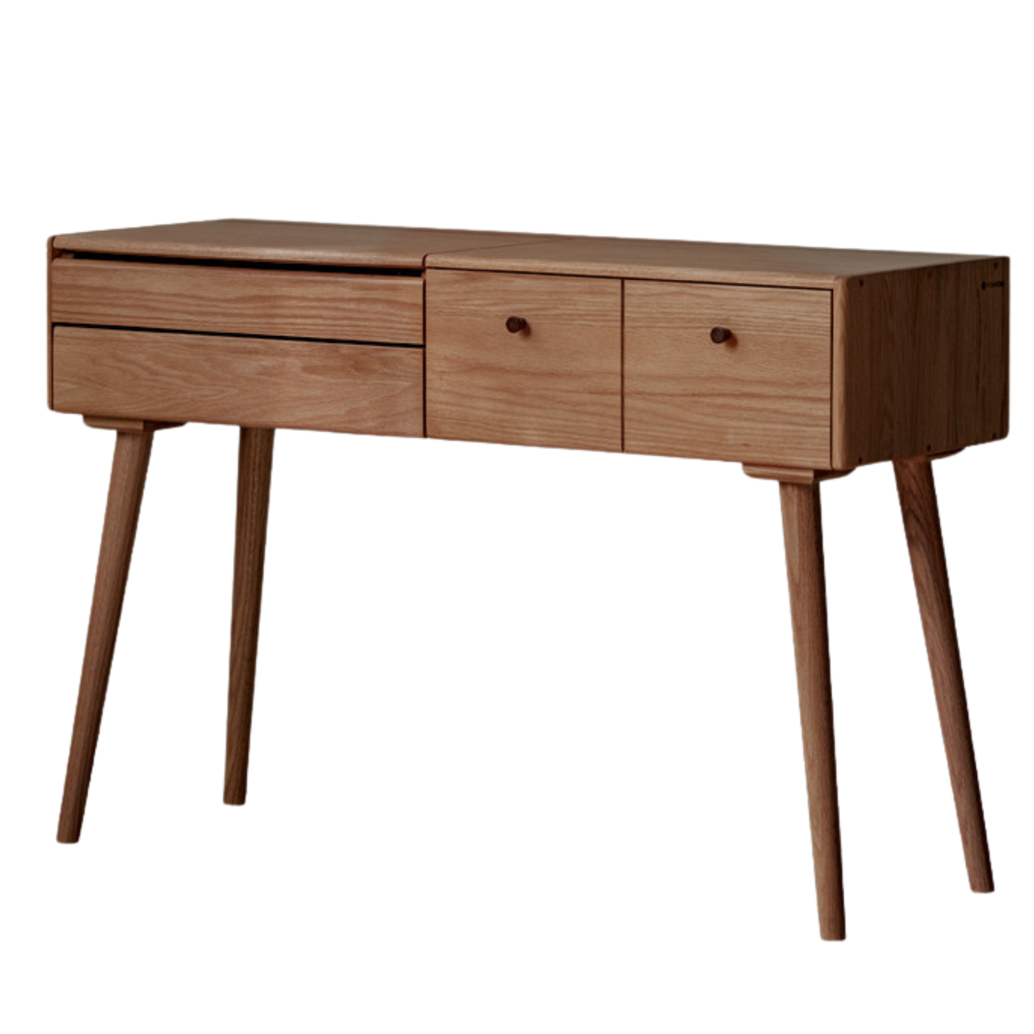 Oak Solid Wood, Solid RubberWood Vanity Table Mirror LED Touch Light.