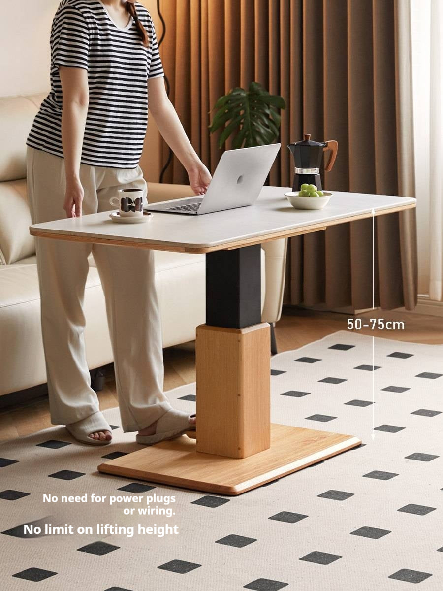 Oak Solid Wood Rock Slab Lifting Side Table