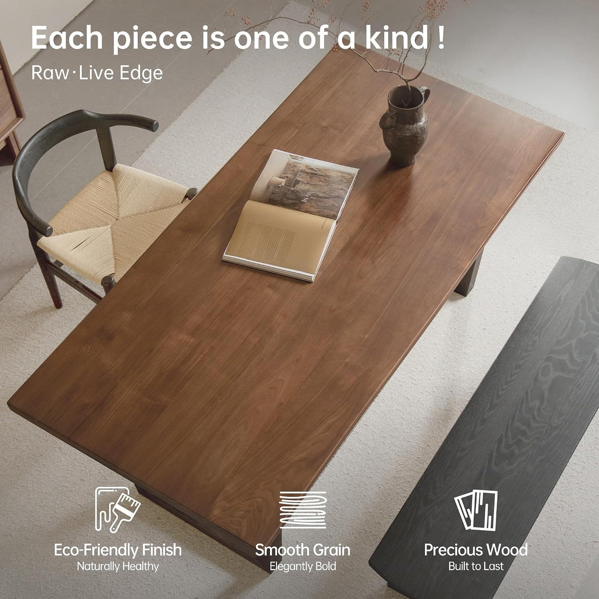 Black Walnut Solid Wood Live Edge Dining Table