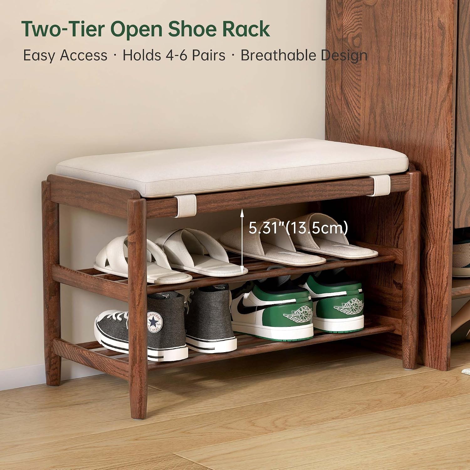 Oak Solid Wood Shoe Wearing Stool