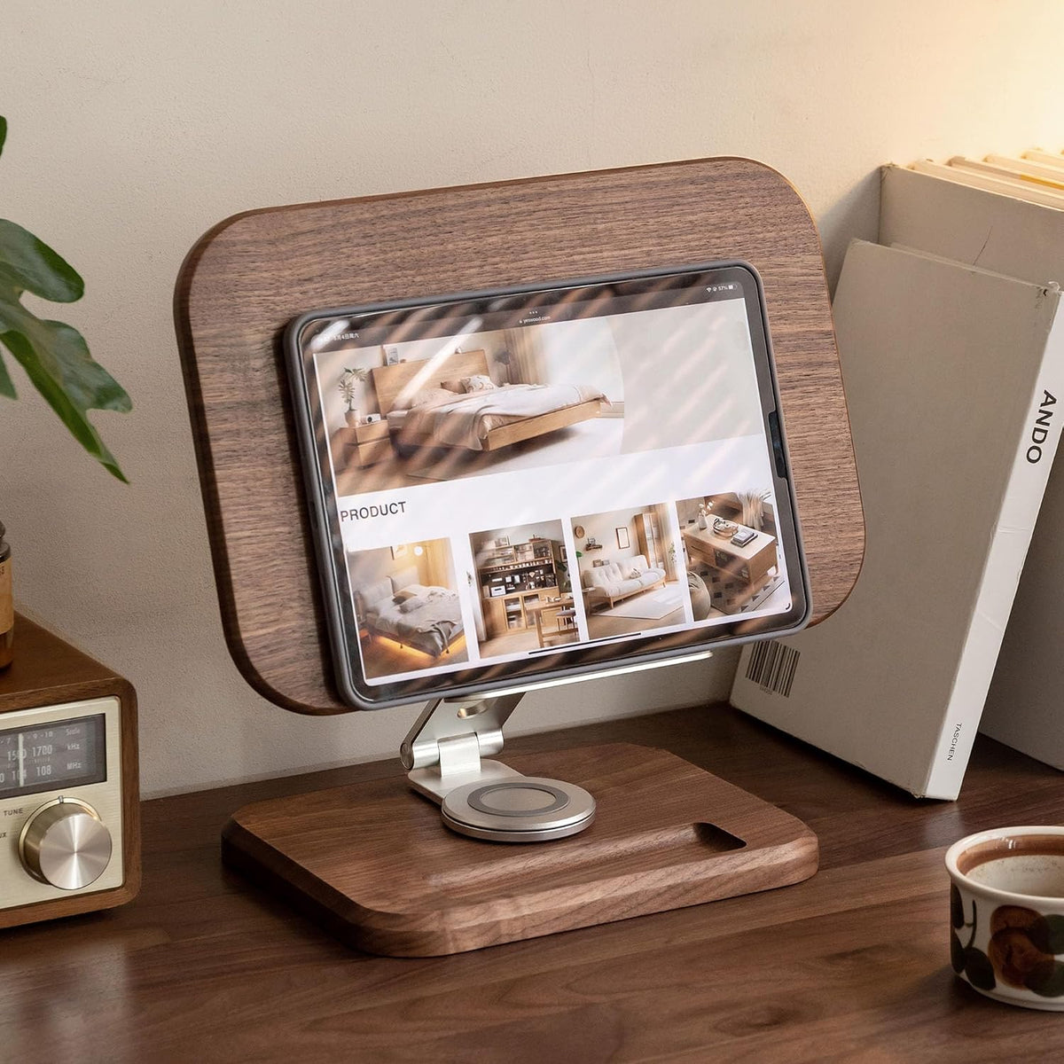 Oak, Black Walnut Solid Wood Book Holder Desktop Organizer