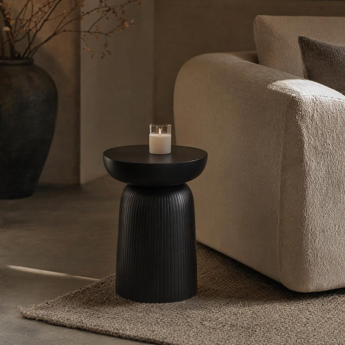 Mango Solid Wood Sculptural Side Table with Carved Legs