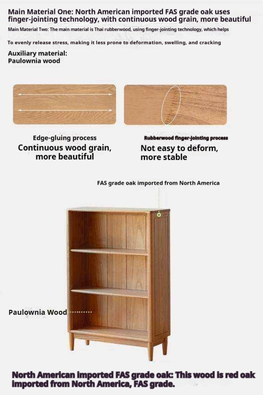 Oak Solid Wood, Solid Rubberwood Modern Open Grid Bookcase