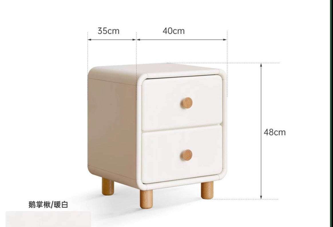 Poplar Solid Wood, Solid Rubberwood Nightstand Cream Style White Cabinet)