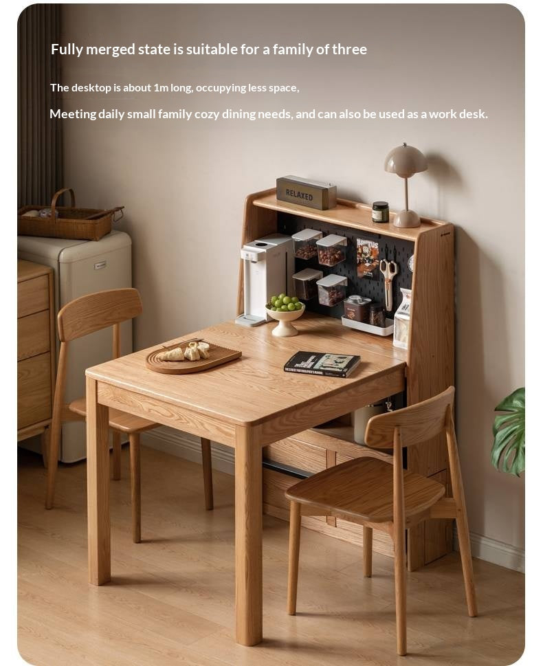 Oak Solid Wood Modern Minimalist Extendable Dining Table