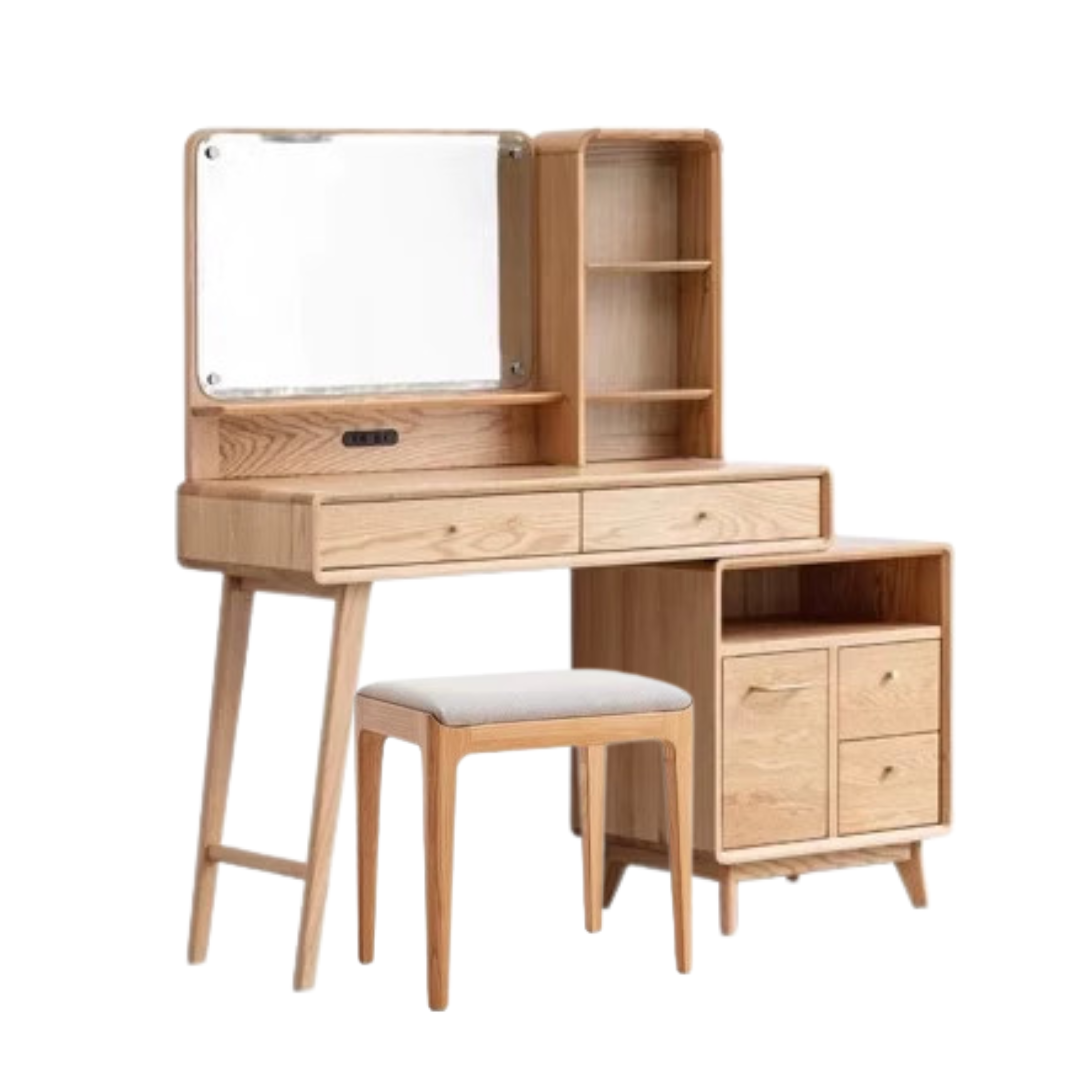 Oak, Rubberwood solid wood Dressing Table Telescopic.