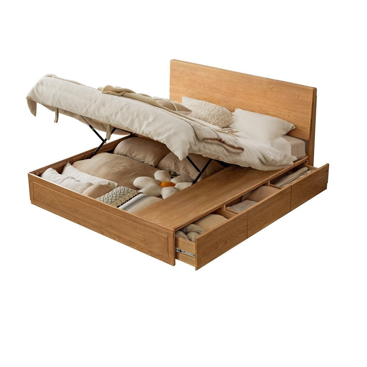 Ash, Oak, Black Walnut Solid Wood Box Bed Modern
